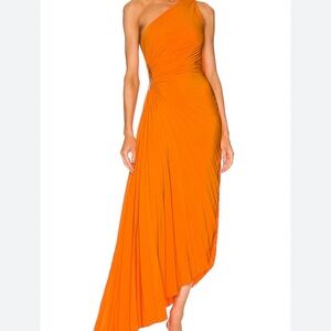 A.L.C. Vibrant Orange One-Shoulder Dress